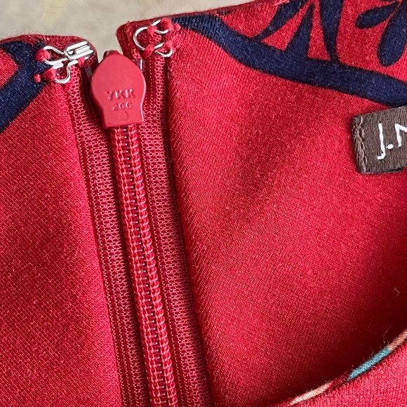 J McLaughlin Woman's Dress Sz M Red Tribal print Sleeveless - Picture 6 of 6